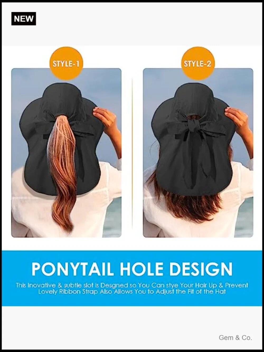 Foldable Waterproof Wide Brim Bucket Hat with Neck Flap for Fishing Hiking